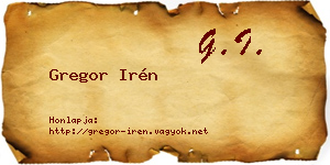 Gregor Irén névjegykártya